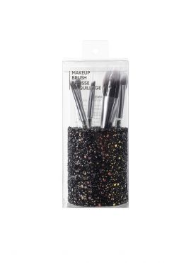 Sparkling Stars Makeup Brush Set in Cylinder Box (6pcs)-Black