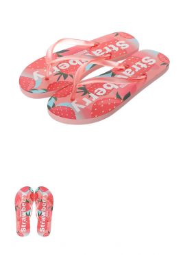 Fruit Series Women's Strawberry Print Flip Flops