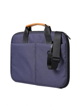 Computer Handbag with Double Zippers (Navy Blue)