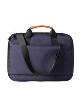 Computer Handbag with Double Zippers (Navy Blue)