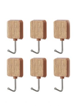 Square Imitation Wood-pattern Hook 6pcs (S)