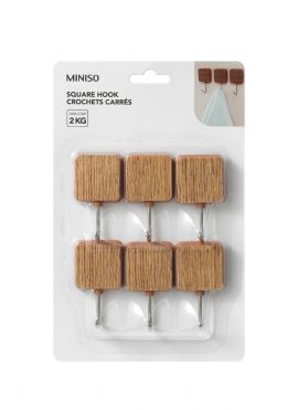 Square Imitation Wood-pattern Hook 6pcs (S)