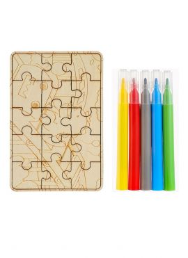 Plywood Coloring Puzzle with 5 Coloring Markers (Dinosaur)