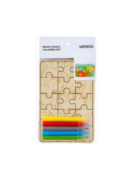 Plywood Coloring Puzzle with 5 Coloring Markers (Dinosaur)