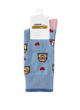 Minions Collection Full Print Crew Socks 21cm (Light Blue)