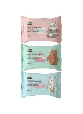 We Bare Bears Collection 4.0 Soft Wet Wipes (20 Wipes×3 Packs)