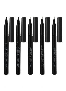 5 Black Fineliners Set