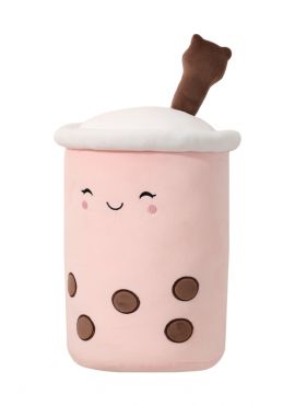 Beverages Series Pillow Little Bear Milk Tea with Straw(Pink)