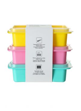 Colorful Compact 6-Ice Cube Tray with Lid,3 Pack