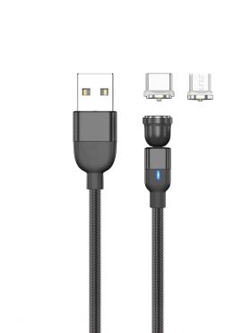 2 in 1 Magnetic Charging Cable, 540° Rotation(Black)