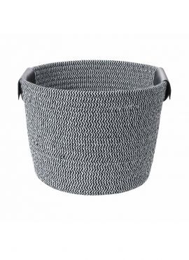 Cotton Rope Storage Basket with Handle, L(Black & White)