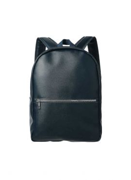 Men's Backpack with Silvery Zipper (Navy Blue)