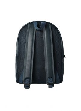 Men's Backpack with Silvery Zipper (Navy Blue)