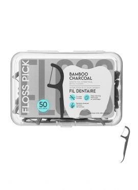 Bamboo Charcoal Smooth Thin Antibacterial Dental Flossers (50 pcs*3）