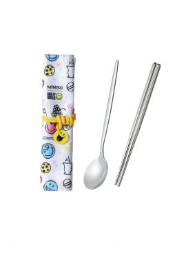 SmileyWorld Collection Flatware Set with Storage Bag (Spoon + Chopsticks)