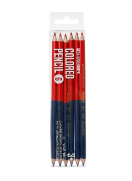 Dual-head Colored Pencils (6 Pack, Red & Blue)