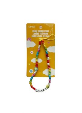 Colorful Beaded Phone Charm Strap (Happy)