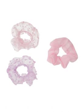 Pink Series Dots Tulle Hair Scrunchies (3 pcs)