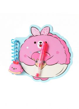 Mini Family Sweetheart Bunny Series Wire-bound Book with Gel Pen & Pendant-Blue