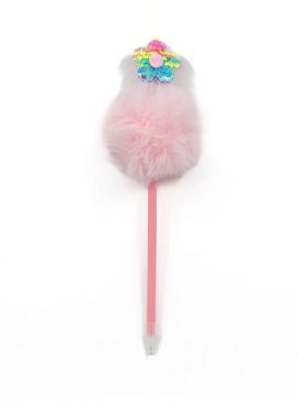 Flower Angel Series Fluffy Ball Ballpoint Pen - 0.7mm, Black Ink