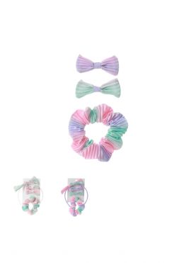 Cute Kids' Tie-Dyed Pink & Purple Hair Accessories Kit (4 pcs)