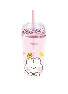 Ratora Double Wall Plastic Water Bottle with Straw (480mL)