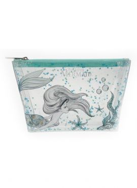 Disney The Little Mermaid Collection Translucent Trapezoid Cosmetic Bag(Green)