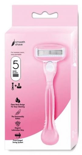 Womens 5-Blade Long-Handle Razor (Pink)