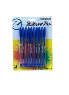 Ballpoint Pen with Cap (10 Pack, Blue)