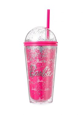 Barbie Collection Double Wall Plastic Tumbler with Straw (600mL)