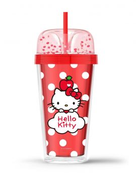 Hello Kitty Apple Collection Double-Layer Straw Plastic Bottle 480mL