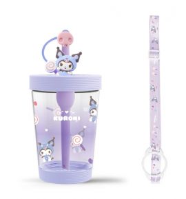 Sanrio characters Tumbler with Shoulder Strap (535mL)(Kuromi)