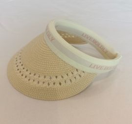 Small Brim Letter Straw Hat (Beige)