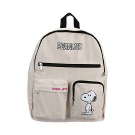 Snoopy Collection Nylon Backpack with Pockets(Beige)