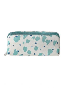 Dots Cosmetic Bag with Inclined Zipper(Green)