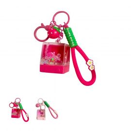 Sweetheart Strawberry Rabbit Cube Liquid Keychain